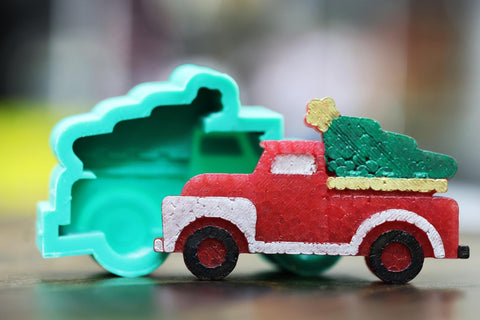 Vintage Truck with Tree Freshie Mold - Cada Molds